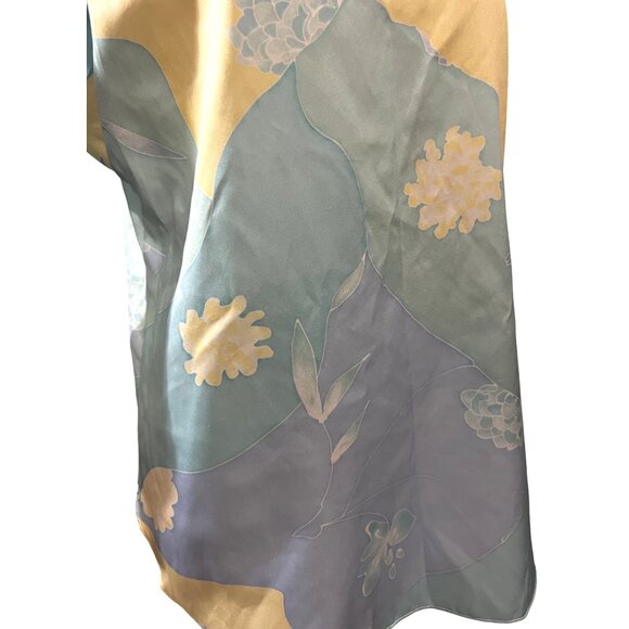 Miss Elaine Vintage Silky Floral Seventies Blouse Sz Small/Med Womens Yellow & B - Picture 11 of 11